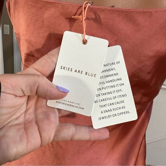 NWT coral satin slit midi dress - Picture 15 of 16